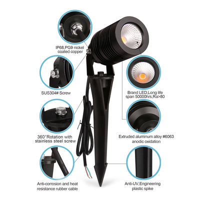 COB Landschapsverlichting Verstelbaar 10W 24V of 100~240VAC RGBW Aluminium lichaam 4in1 Voor Yard Pathway