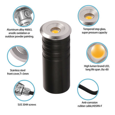 LED-trap licht Mini IP67 1W CREE XPE LED Single Color 316# roestvrij staal met aluminium backbox