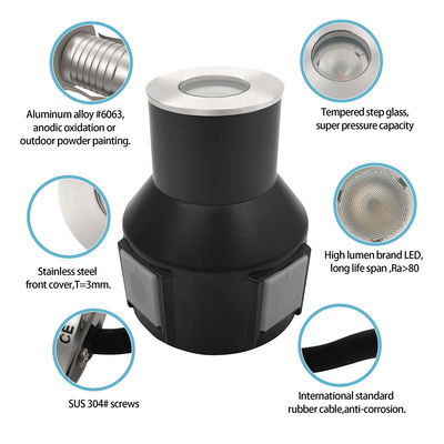 3W IP67 tuin trappenlampen RGB3in1 Aluminium behuizing roestvrij staal voordek met twee jaar garantie