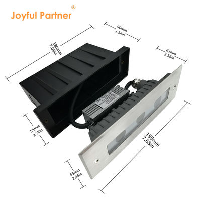 LED in-Ground Light DC24V 3W 6W 3000K #316 SS IP67 Lineaire lengte 195MM + getemperd glas