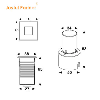 LED ondergrondse lampen roestvrij staal 1W 2W AC/DC 2700K-6000K DIA38MM Met bevroren glas
