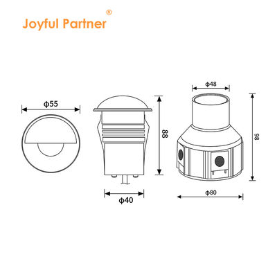 Ondergrondse LED-licht met inkrimping Semi Shading AC220V 316# Roestvrij staal met diffus glas