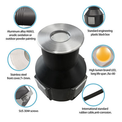3W IP67 ingespannen rond deklicht 316 roestvrij staal LED ondergrondse lamp
