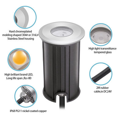 Waterdicht onderwaterverlichting DC12V 24V 316 roestvrij staalhars gevuld 3W RGB3in1