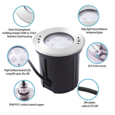Zwembad Onderwater licht 3W 6W Begraven IP68 RGB UV weerstand DC24V