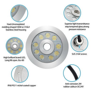 27W 3 in 1 RGB LED fontein licht roestvrij staal voor commercieel plein