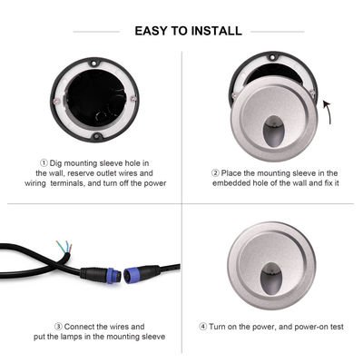 Buitenwijde ingebouwde wandlamp IP65 waterdicht gegoten aluminium behuizing LED 3000K voor trappen