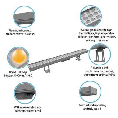 Commerciële rechthoekige LED-lineaire onderlicht 108W 1000MM Gevelwandwasserlicht
