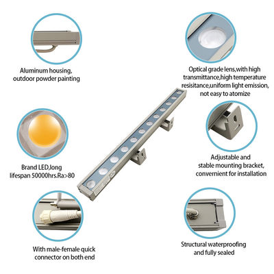 Aluminium kleur 18W LED wandwasser lichten Buiten waterdicht lineair licht
