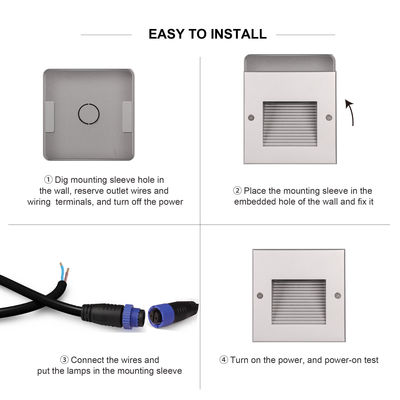 Vierkante aluminium trap ingespannen wandlicht 3w DC 24v Aluminium materiaal voor stijlvol interieur