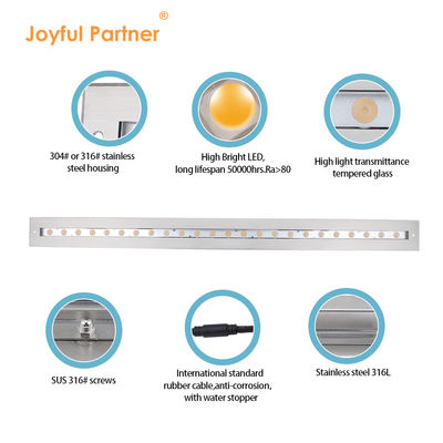 Lineaire balklamp IP68 Buiten waterdicht roestvrij staal DMX512 RGB+3000k Onderwaterlamp