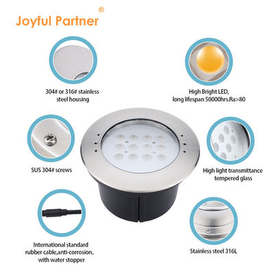 Fabrieksdirect IP68 Waterdicht Roestvrij staal 316L Onderwater zwembadverlichting 12W LED Inground Uplight