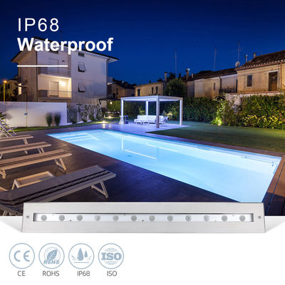 Hoogwaardige rechthoekige heldere asymmetrische straal IP68 SS316L Onderwater licht lineair wandwasser LED zwembad licht