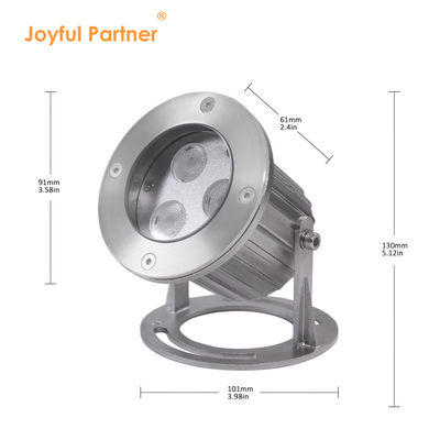 IP68 waterdicht roestvrij staal 316 3x2W LED onderwaterverlichting voor vijver met montagebasis