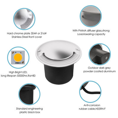 Roestvrij staal Ondergrondse licht Sterk draagvermogen AC 100-240V IP67 Waterdicht Voor tuinpad weg