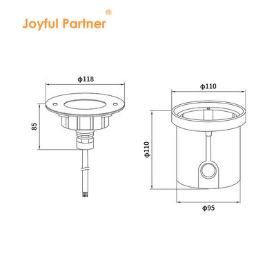 Onderwater LED-licht 3W DIA118MM IP68 316 roestvrij staal Warm wit DC24V Met plastic montage mouw