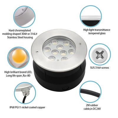 12V 24V LED onderwaterlicht 9W 18W RGB volkleurig roestvrij staal IP68 licht voor zwembad