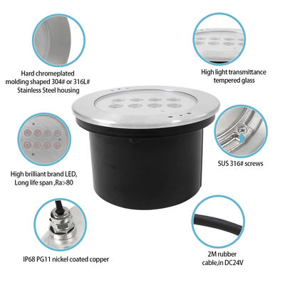 Led zwembadverlichting onder water RGBW IP68 SS316 DIA200mm Waterdicht CE Rohs IP68 Multi Color DC24V