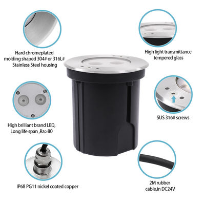 Waterdicht onderwater licht geleid roestvrij staal 316 DC24V IP68 RGBW 4in1 met asymmetrische lens