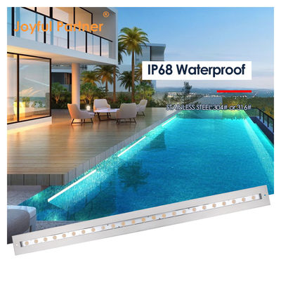 IP68 Onderwater lichte lijn van roestvrij staal 316 24W LED DALI Dimmable met plastic bevestigingshoes