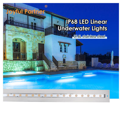 IP68 Onderwater lichte lijn van roestvrij staal 316 24W LED DALI Dimmable met plastic bevestigingshoes