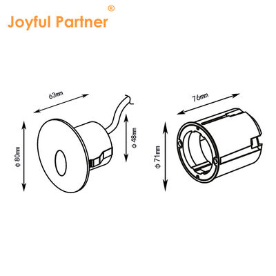 2W LED-vergrendeld licht DC24V Staplichten Warm Wit IP65 Waterdicht Wandlicht Trap met plastic montage