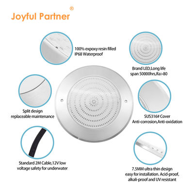Onderwater led zwembad lichten 316 roestvrij staal 18W 25W Smd2835 Ultra dunne hars gevuld Rgb Warm White