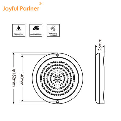Zwembadverlichting Hars gevulde platte vorm RGB oppervlak gemonteerd SMD LED DIA152MM