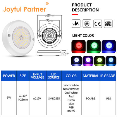AC 12V onderwater IP68 RGB Switch Control PC 15W Hars gevulde oppervlakte gemonteerd LED zwembad licht