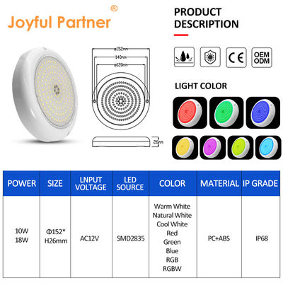 Hars Epoxy IP68 zwembadverlichting Witte kleur PAR56 gloeilamp 10W LED onderwaterlicht