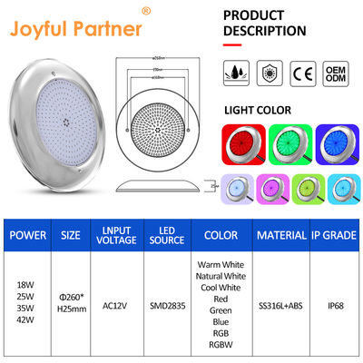 Joyful Pool Lights 12v AC Upgrade SMD Chip RGB Kleur IP68 All One Set Design Voor Beton zwembad