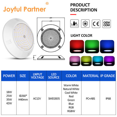 25W Onderwater Hoogwaardig Hars Gevuld 12V IP68 Warm White 35W Zwembadverlichting voor zwembad