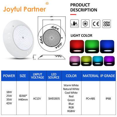 IP68 Waterdicht RGB zwembadverlichting SMD 2835 25W Warm White Voor landschapsdecoratieve