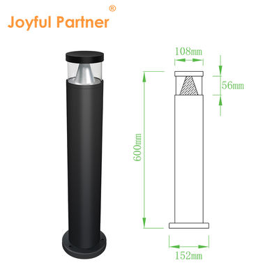 Buiten IP65 Hofpad Gegooid Aluminium Bollard Licht AC 220v DC 24v Bridgelux LED 3000K DIA 108MM*H 400/600/800/1000mm