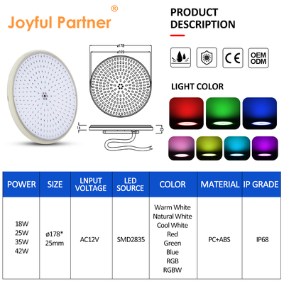 IP68 Waterdichte 18W Warm Wit of Koel Wit Zwembadlamp 18W LED Onderwaterlamp