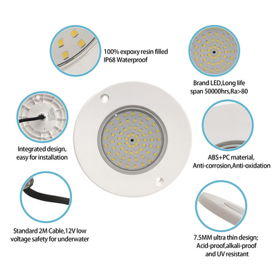 Onderwater Zwembadverlichting DC12V 10W IP68 Volledig Plastic RGB 100% synchrone besturing