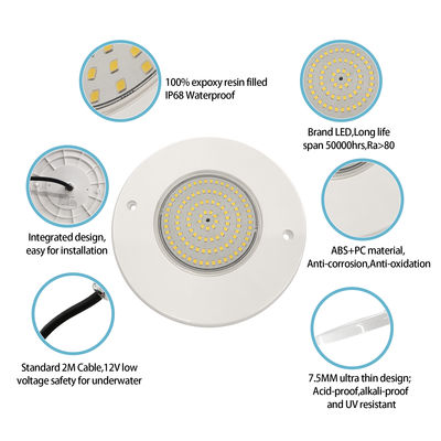 Hars gevuld zwembad lichtreflector 160mm DC12V 10W Volledig kunststof SMD2835 108pcs RGBW Kleur Constante spanning