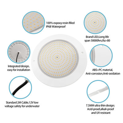 Hars gevuld zwembad lichtreflector 160mm DC12V 10W Volledig kunststof SMD2835 108pcs RGBW Kleur Constante spanning