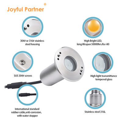 LED Mini Waterdichte Inbouwmarker 1W 12V DC 8° Smalle Bundel Hoek IP68 Buitenverlichting