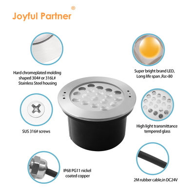 Onderwater Zwembadlamp Verlichting Waterdicht IP68 12V Roestvrij Staal 18W 36W LED Enkele Kleur CE ROHS Certificering