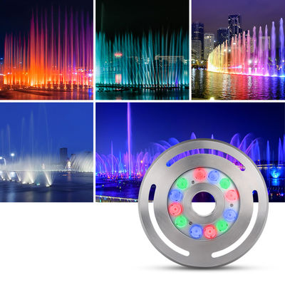 Buiten IP68 DMX RGB 24V Onderwater 9X3w LED Onderwater fontein Dansend licht roestvrij staal 316L Met diameter 285mm