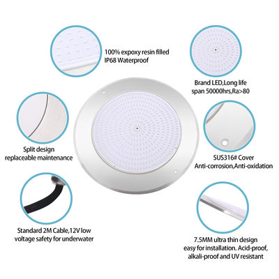 IP68 LED PAR56 Poollicht RGB Kleurveranderend 12VDC AC 35W DIA280mm SMD2835 432pcs Met Kleurpakket