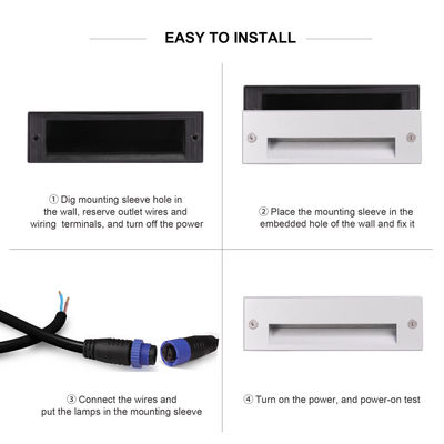 IP65 3W LED-stappenlamp met ingebouwde berg 145*45mm Osram SMD LED enkelkleurig aluminiumglas met clips