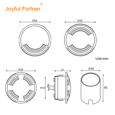 Roestvrijstalen Inbouwgrondspot Waterdicht 2 Zijkanten DIA55MM SS316 Afdekking CE ROHS Voor Wandelpad