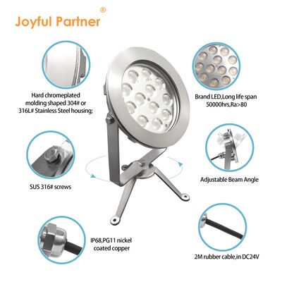 LED onderwaterspotlicht CE ROHS-certificering DC24V IP68 Fabriekslevering 12X1W LED enkelkleurig DC 24V laagspanning