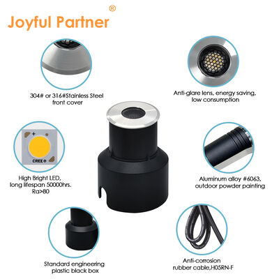 Underground Up Light IP67 3W CREE LED Anti Glare Design DIA45MM Aluminium behuizing voor wegen