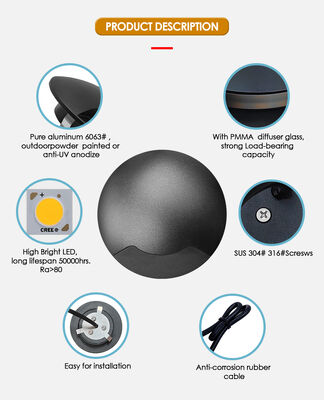 Zijzicht Ondergrondse Lamp 12V-24V DC IP67 Aluminium Behuizing DIA60MM Eén Twee Zijdig