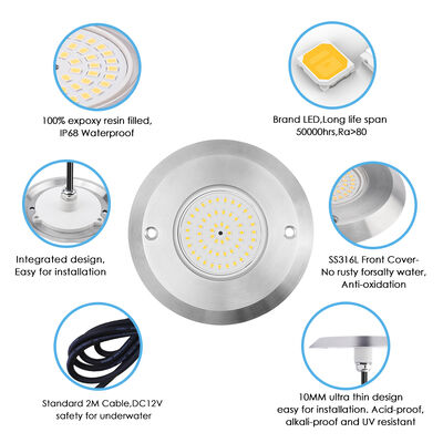 6W Ultra Slim Onderwater PAR56 Zwembadlamp SMD LED 2835 Waterdicht 110x34MM DC12V/AC12V