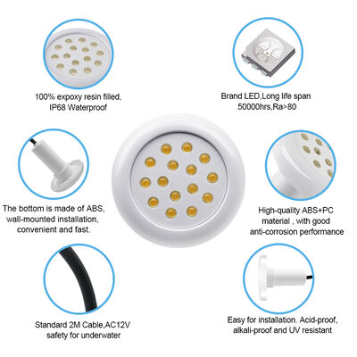 AC12V Plastic zwembad licht 6W Hars gevuld 100% IP68 Voor onderwater gebruik