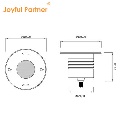 Onderwater LED-verlichtingsarmature ingedrukt gemonteerd 4 * 2.5W RGB3in1 DMX 24 Volt IP68 roestvrij staal materiaal lichaam